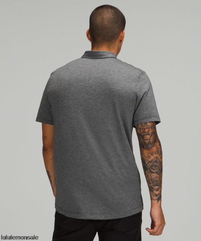 Lululemon Verkauf DELULU742 | Lululemon Deutschland Schwarz Meliertes Kurzarm-poloshirt Evolution